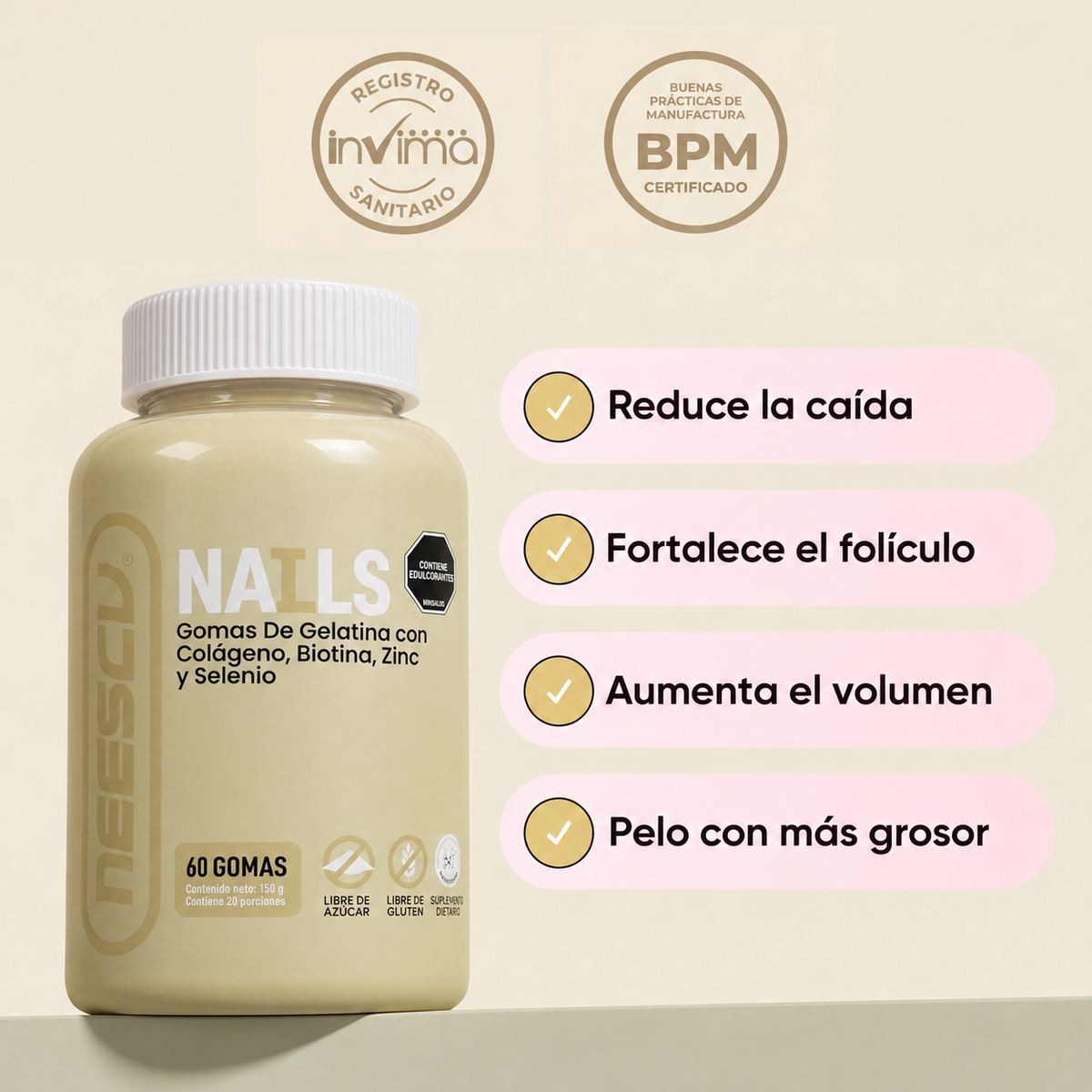 NAILS - Gomitas de colágeno para el cabello piel y uñas🤱